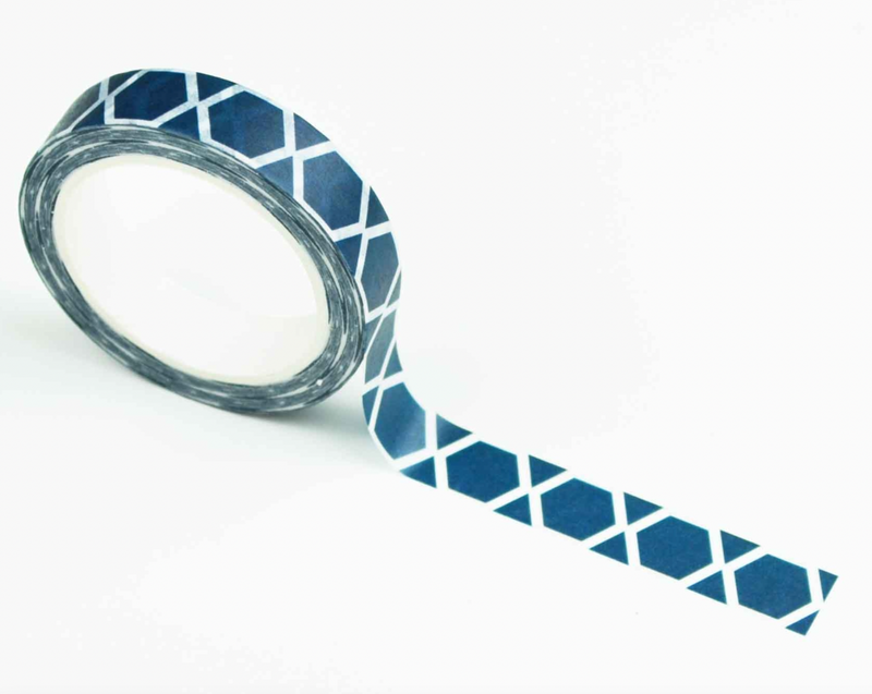 Ruban adhésif Washi | Hexagones bleu foncé